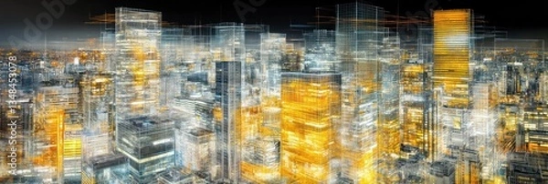 Obraz Abstract cityscape at night