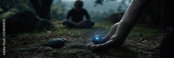 Obraz Mysterious glowing orb in the forest