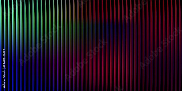 Fototapeta Futuristic neon texture with bright blue-green gradient shades and smooth, bright, grooved vertical lines.