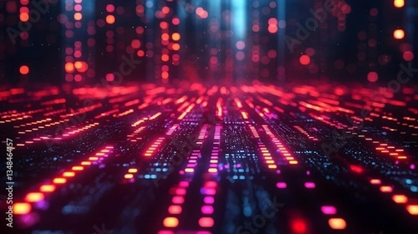 Fototapeta Dynamic market scene with flowing data visualizations