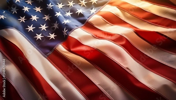 Fototapeta soft american flag background with copy space