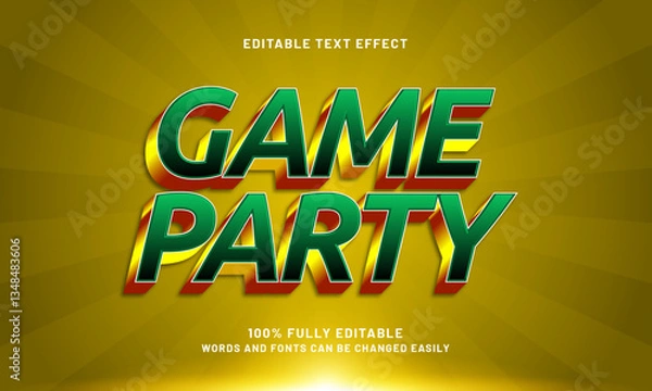 Fototapeta game party editable text effect with a play and game text style