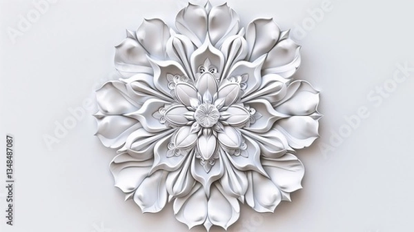 Fototapeta A decorative floral mandala icon with intricate, symmetrical petal designs, centered on a white background.