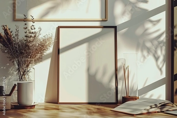 Fototapeta High Resolution Image of Close Up of Papers on Table Against Wall at Home