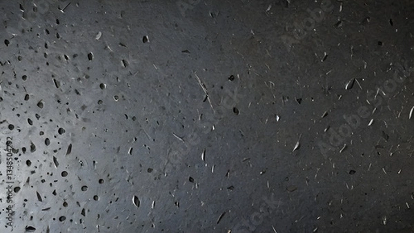 Fototapeta Dark gray porous stone surface with many small holes and cracks creating a unique texture