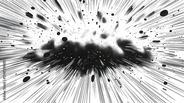 Fototapeta Flash explosion halftone black and white comic book backgrounds