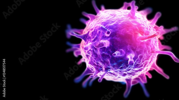 Obraz cancer cell immune attack, macrophage function, immune system defense, T-cell immunity, cancer patient, oncology treatment, cancer care.