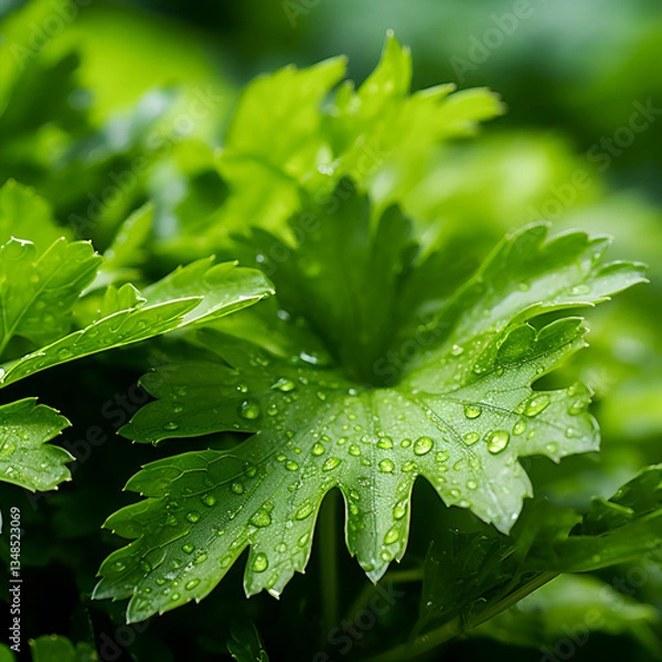Obraz green leaf with water drops