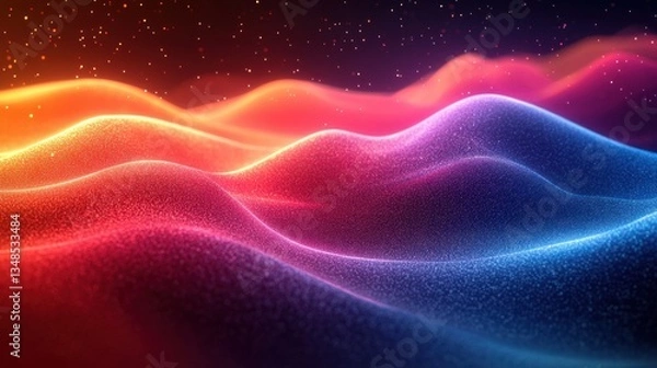 Fototapeta Vibrant Abstract Digital Art Neon Waves Modern Background