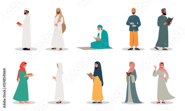 Obraz Ramadan and eid activity vector illustration set