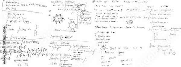 Fototapeta Mathematical problems. Algebra examples. Solving equations. Mathematical battle.	