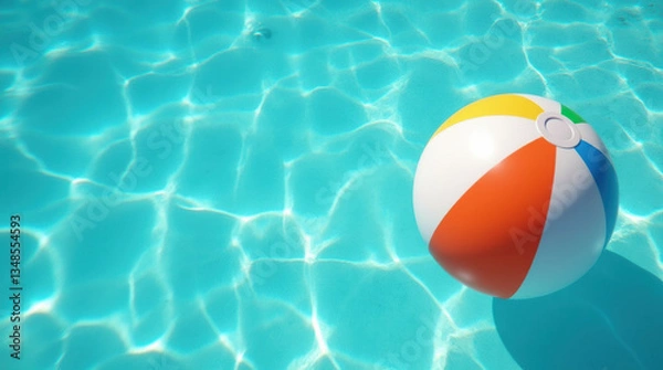 Obraz A simple yet eye-catching image of an inflatable beach ball resting on crystal-clear water.