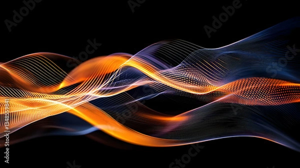Obraz Abstract Glowing Orange And Blue Waves On Black Background