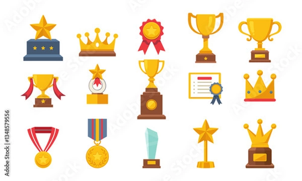 Obraz Award and trophy element vector illustration set