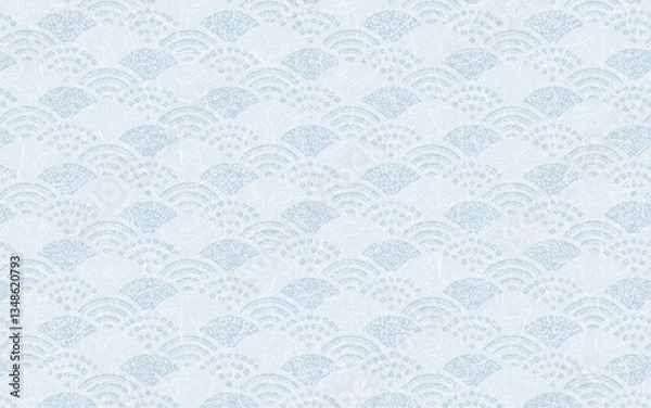 Fototapeta シームレスな和柄和紙のパターン。水色、飾り青海波模様。