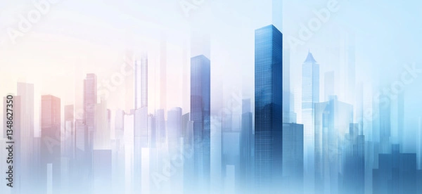 Fototapeta Silhouette of city which is similar to a sound wave