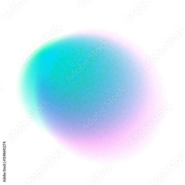 Fototapeta Green pink circle gradient noise gradation. Abstract color watercolor blur mesh shape on white background. Gradient aura, grain neon blob with noise effect vector illustration.