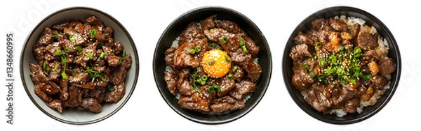 Fototapeta Bulgogi on bowl, transparent background.