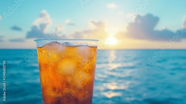 Fototapeta A Crystal-Clear Plastic Cup, Its Surface Reflecting Light and Creating a Stunning Visual of Clean Simplicity and Elegance