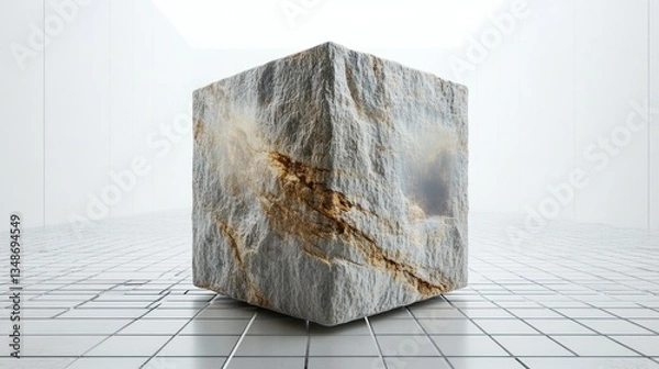 Obraz Abstract stone cube, modern minimalist interior, studio setting