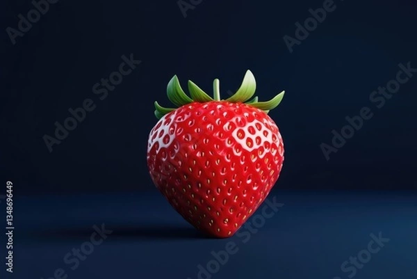 Obraz Single, vibrant red strawberry, detailed, studio shot