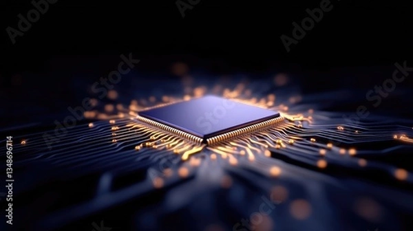 Obraz High-tech CPU chip on circuit board
