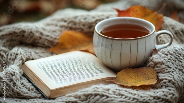 Obraz Autumnal Cozy Reading with Tea