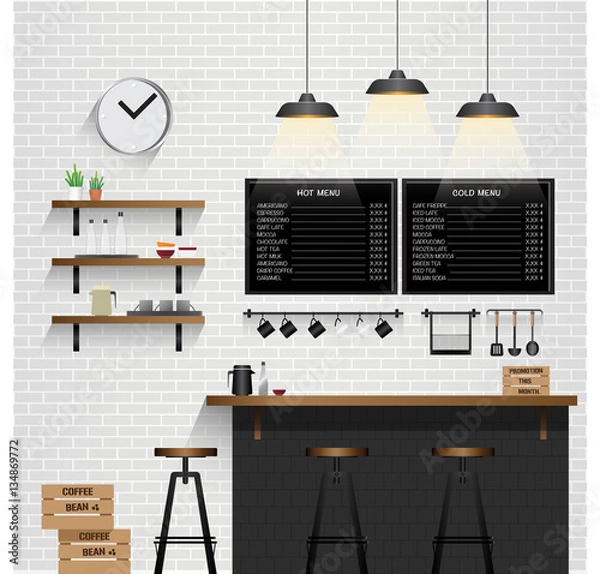 Obraz Cafe and Coffee Shop Interior Vector