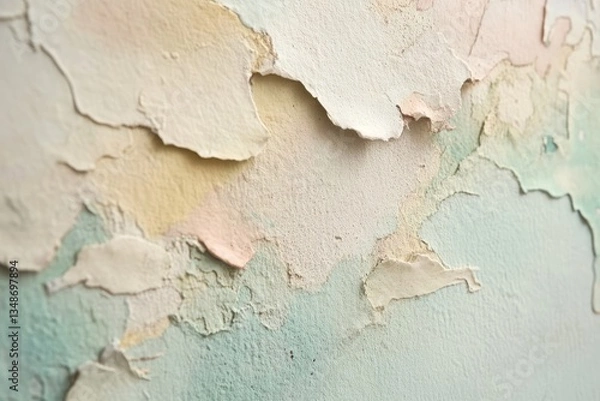 Obraz Abstract vintage art with blended pastel tones, muted teal-green gradients, and ivory paper texture for wall decor, editorial layouts.