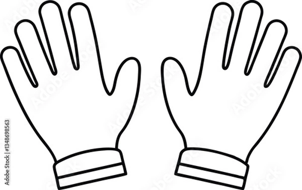 Obraz gloves outline coloring book page,work gloves line art vector