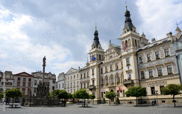 Fototapeta Architecture from Pardubice and cloudy sky