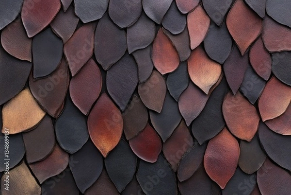 Obraz Scaly leather texture in various shades of brown, dark, and gray