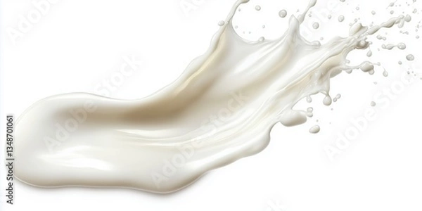 Fototapeta Dynamic Milk Splashing Against a Clean White Background Evoking Freshness and Purity
