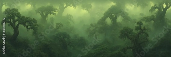 Obraz Enchanting, Misty Forest Landscape