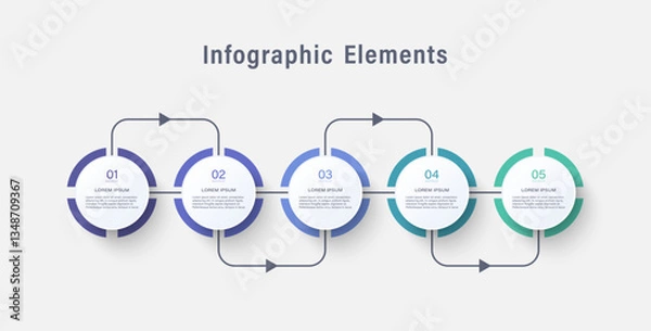 Fototapeta Infographic elements with arrows and 5 steps or options