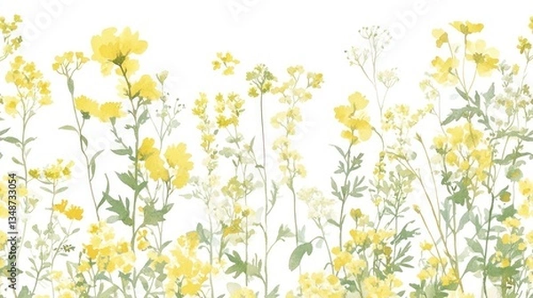 Obraz Yellow wildflowers border illustration