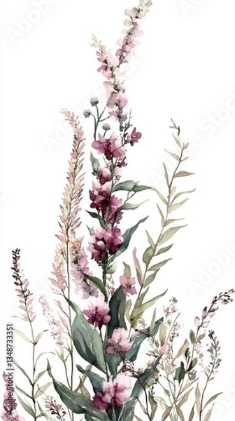 Obraz Delicate wildflowers in watercolor