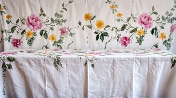 Obraz Floral painted fabric tablecloths