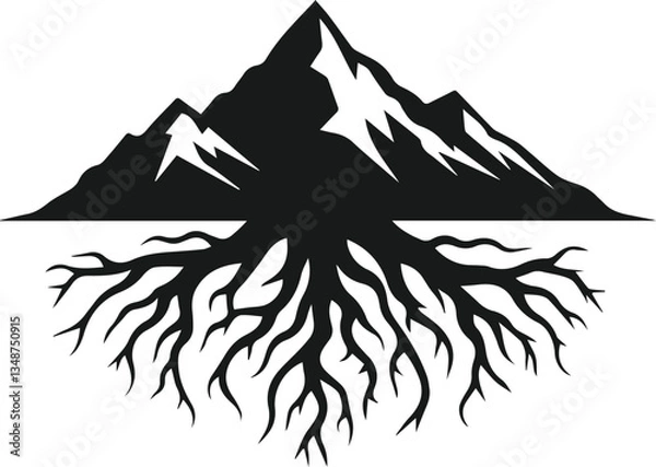 Obraz Tree roots growing from a mountain