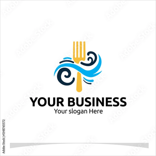 Fototapeta Modern and minimalist fork logo design with a touch of elegance. Ideal for branding food services, catering companies, or any business in the culinary industry. Vector format included.