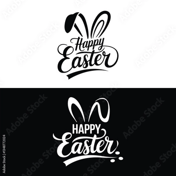 Obraz Happy Easter Hand drawn lettering modern typography/calligraphy isolated on white background.