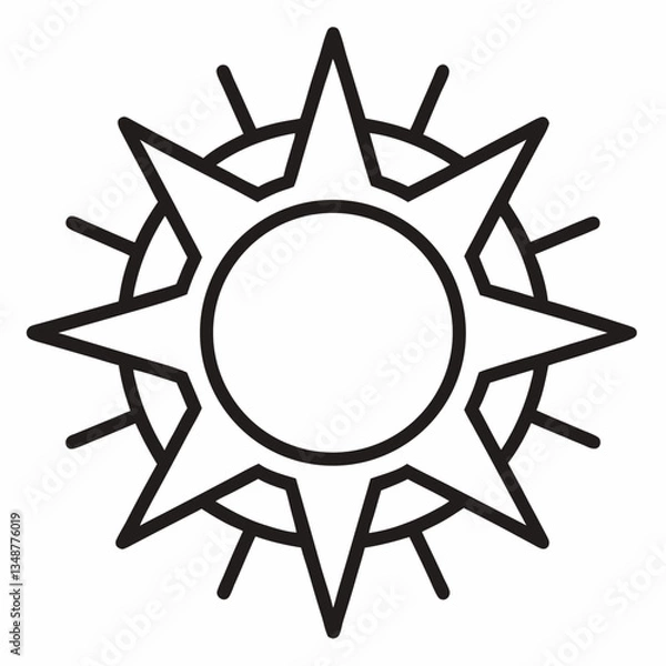 Fototapeta Sun outline icon on white background 
