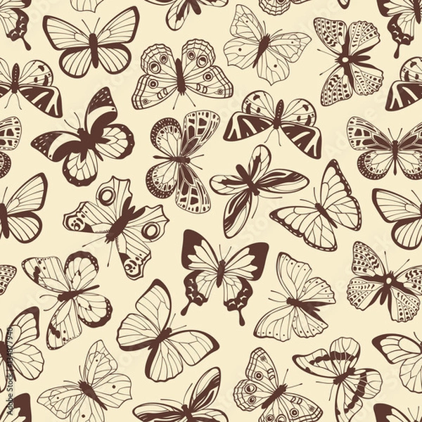 Fototapeta Butterflies seamless pattern