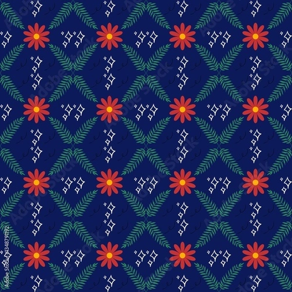 Obraz Botanical Diamonds Floral Geometric Pattern