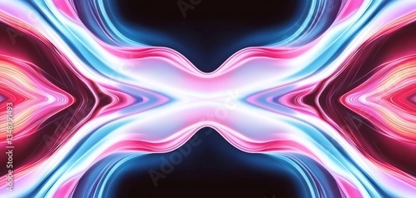 Fototapeta Abstract sci-fi holographic light beams pattern featuring high-tech neon lines, flickering digital reflections, and dynamic futuristic motion