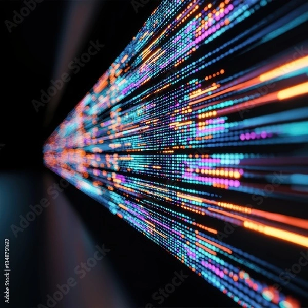 Fototapeta Holographic futuristic interface light beams pattern showcasing neon screens, data flow lines, and sci-fi technology overlays