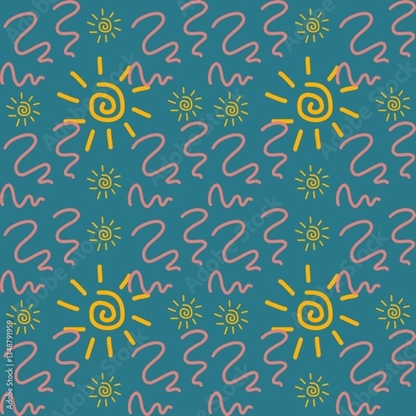 Obraz Sunshine Squiggles Cheerful Summer Pattern
