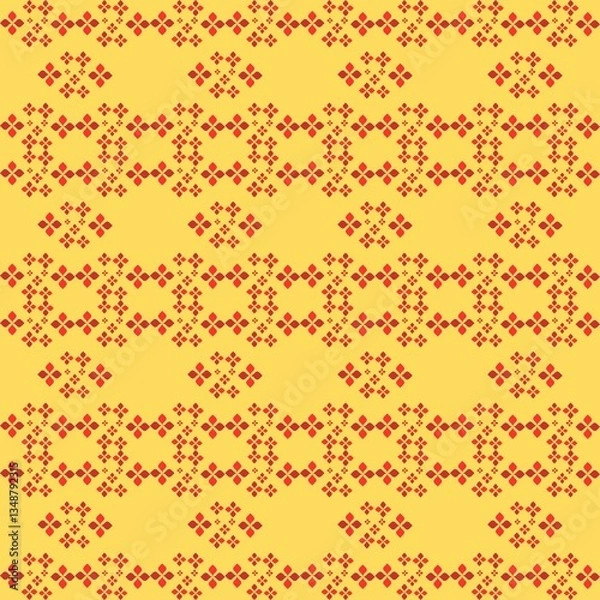 Fototapeta Golden Grid Intricate Red Geometric Pattern