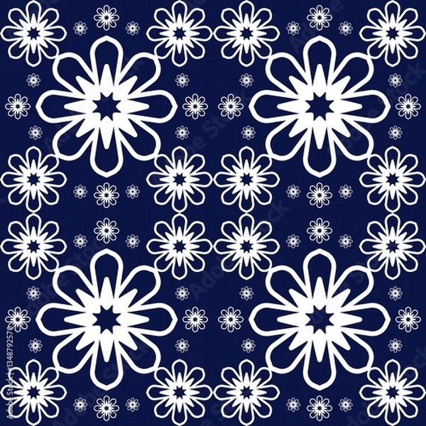 Obraz Midnight Blooms Geometric Floral Pattern
