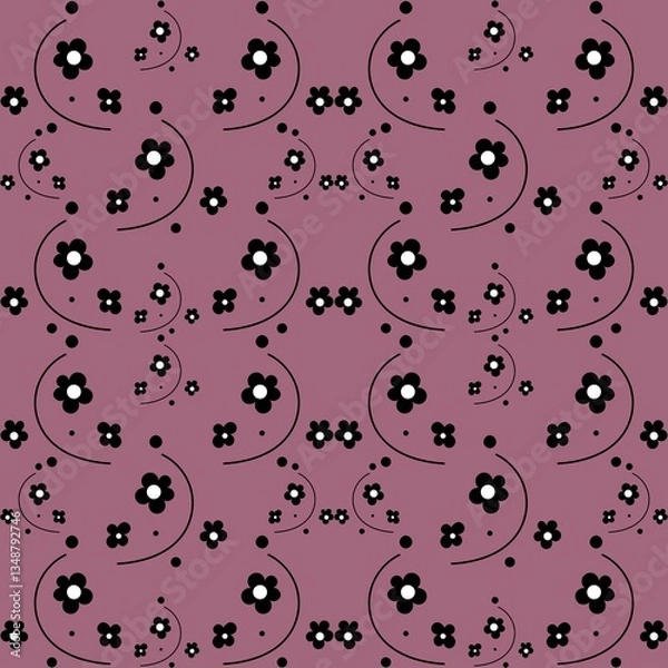 Obraz Retro Bloom, Stylized Flower Pattern